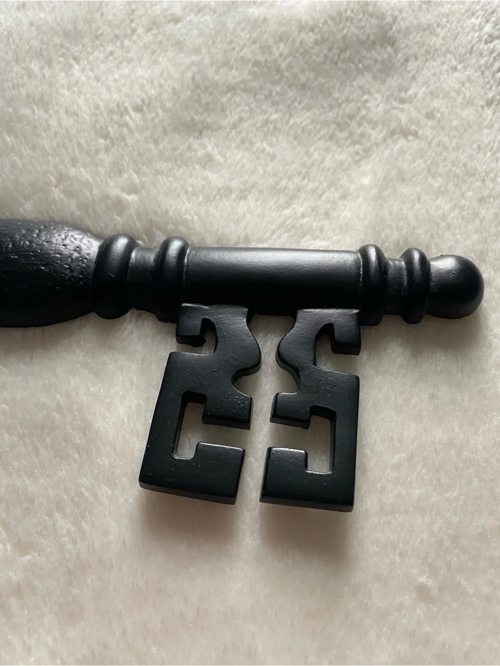 Key Wall Hanging Wood Art Black Ornate Decor